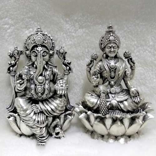 Pure Silver Ganesh Lakshmi idols